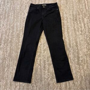 Lee Straight Leg Jeans Womens 10 Long Black Regular Fit Mid Rise Stretch